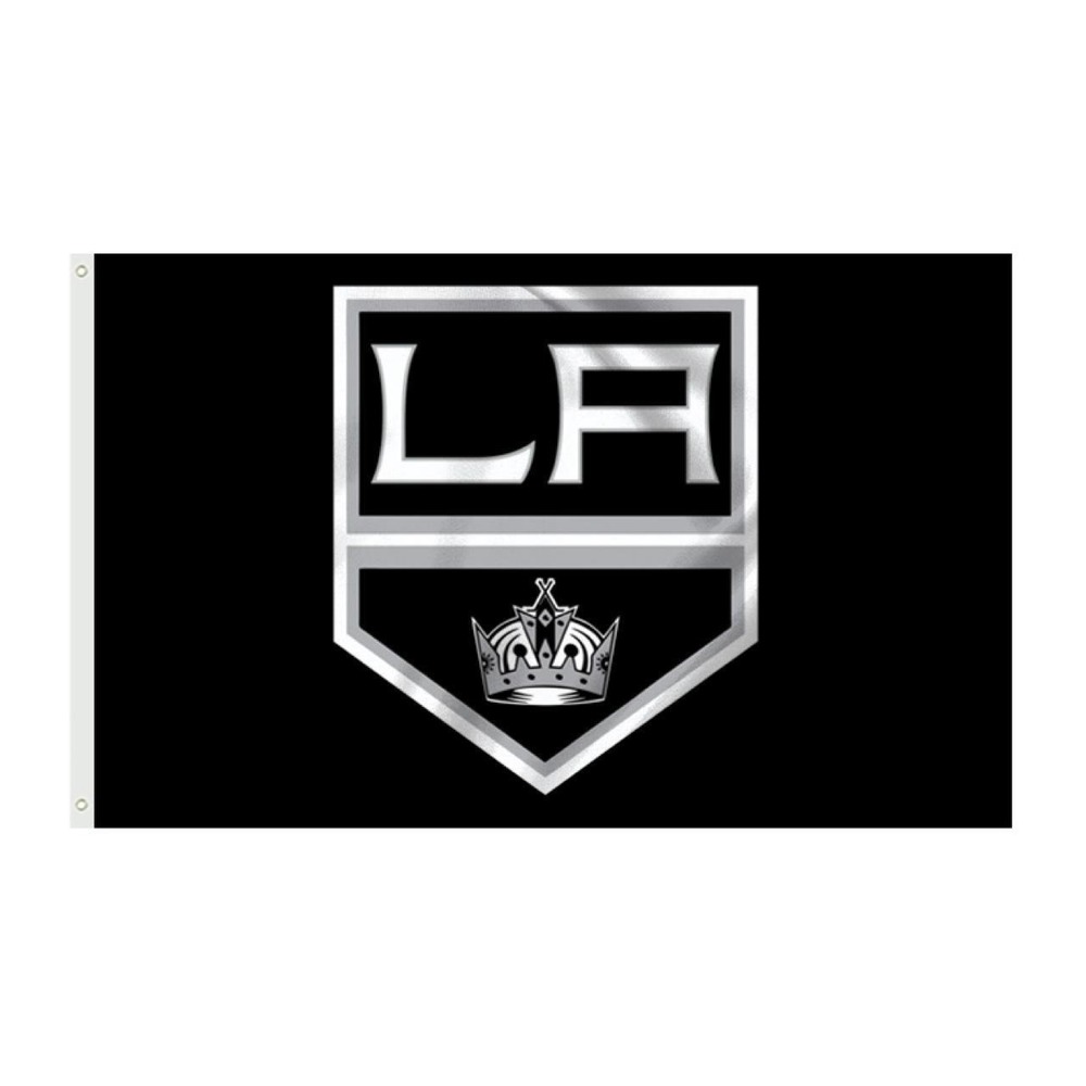 Los Angeles Kings NHL 3x5ft Flag Silver LA Logo Crown Black Banner Hockey